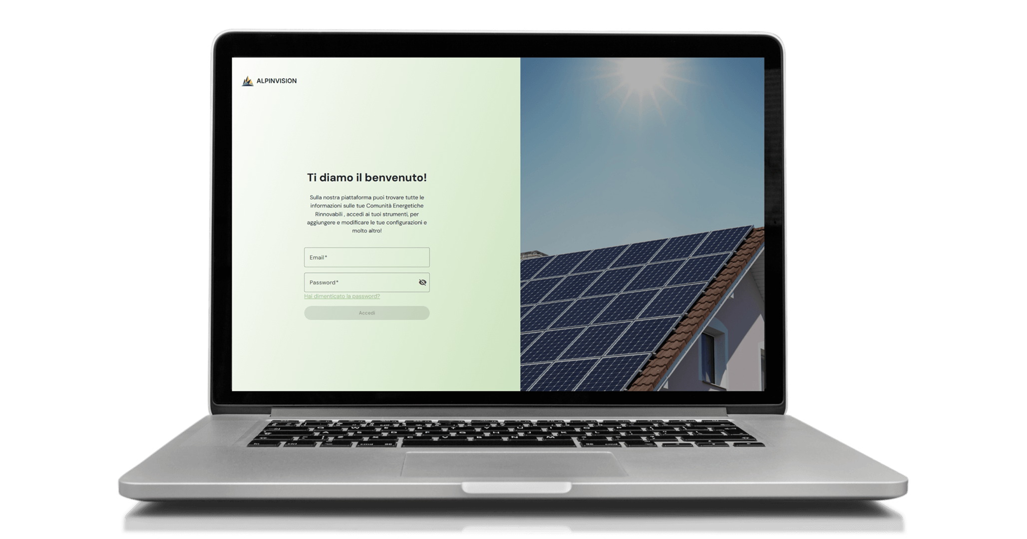 Homepage piattaforma ALPINVSION per le Comunit&agrave; Energetiche Rinnovabili 1